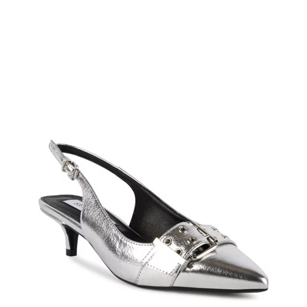 New Steve Madden Silver Kitten Heels - Size 8